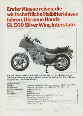 Honda GL 500 Silver Wing Interstate Prospekt 11.1981