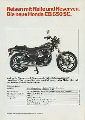Honda CB 650 SC Prospekt 1982