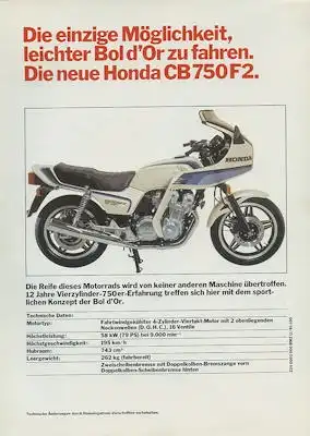 Honda CB 750 F2 Prospekt 1982