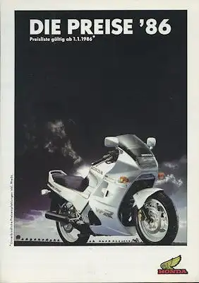 Honda Preisliste 1.1986