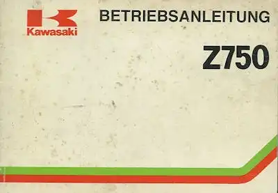 Kawasaki Z 750 Bedienungsanleitung ca. 1977