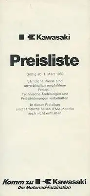 Kawasaki Preisliste 3.1980