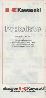 Kawasaki Preisliste 5.1981