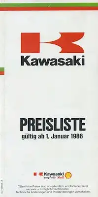 Kawasaki pricelist 1.1986