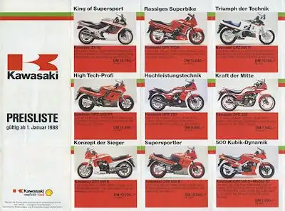 Kawasaki Preisliste 1.1988