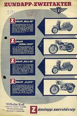 Zündapp Zweitakter Programm 1954