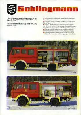Mercedes-Benz Schlingmann Feuerwehrfahrzeuge Prospekt 1980er Jahre