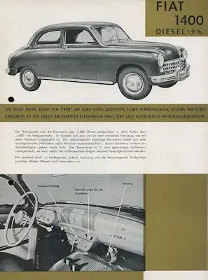 Fiat 1400 Diesel 1,9 Ltr. Prospekt 2.1954
