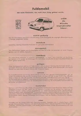 Fuldamobil Prospekt ca. 1953