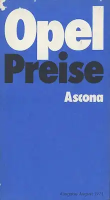 Opel Ascona Preisliste 1.1972