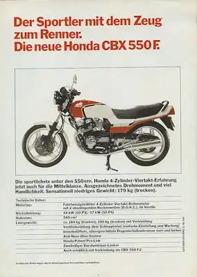 Honda CBX 550 F Prospekt 1982