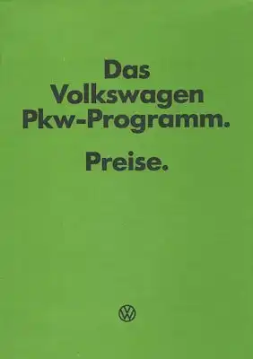 VW Preisliste 8.1977