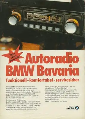 BMW Autoradio Bavaria Prospekt ca. 1975