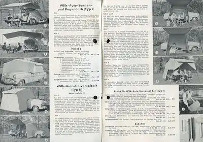 Wilk Auto-Zelt Programm ca. 1955