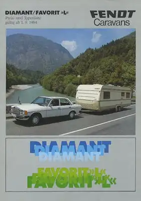 Fendt Diamant / Favorit L Wohnwagen Preisliste 9.1984