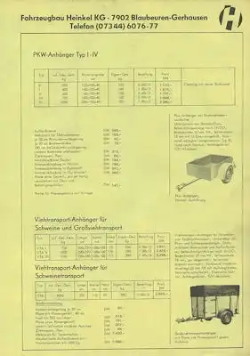 Autoanhänger Heinkel Prospekt 10.1974