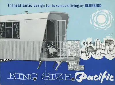 Bluebird King Size Pacific Wohnwagen Prospekt 1960er Jahre