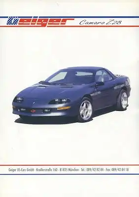 Chevrolet / Geiger Camaro Z 28 Prospekt ca. 1995