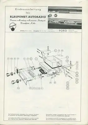 Ford Fairlane / Blaupunkt Einbauanleitung 1956