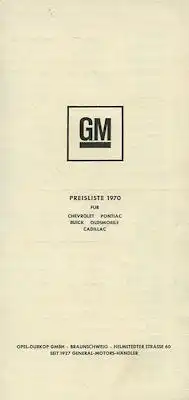 General Motors Preisliste 1970