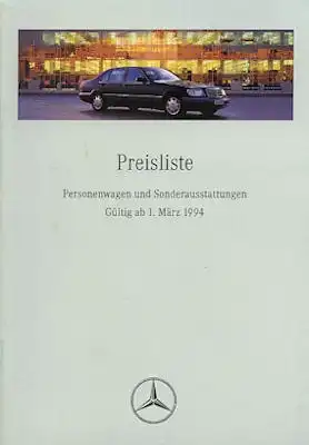 Mercedes-Benz Preisliste 3.1994