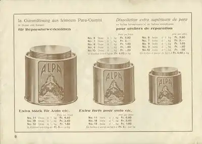 Alpa Reifen Reparatur Material Katalog 1934/35