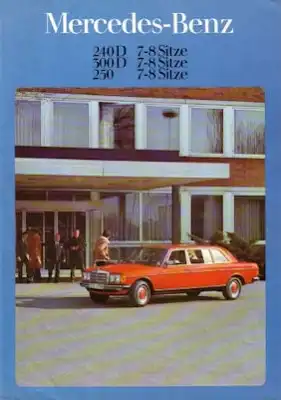 Mercedes-Benz 240 D 300 D 250 7-8 Sitze Prospekt 8.1977