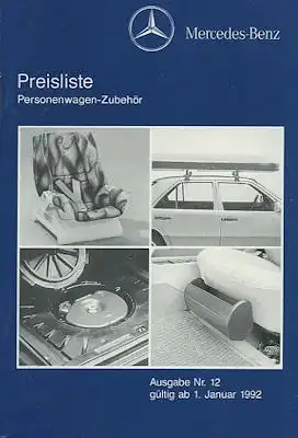 Mercedes-Benz Zubehör Preisliste 1.1992