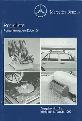 Mercedes-Benz Zubehör Preisliste 8.1992