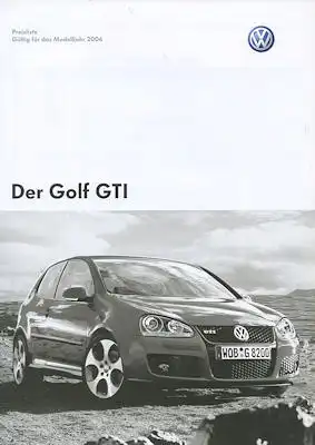 VW Golf 5 GTI Preisliste 5.2005 für 2006