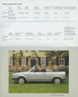 VW / Karmann Golf 1 Cabriolet Prospekt 1980er Jahre