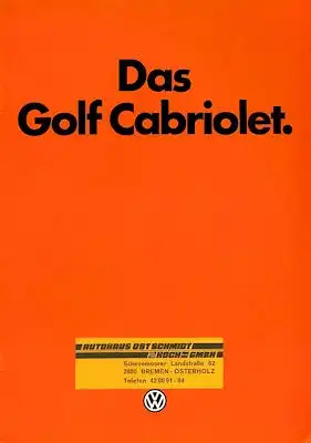 VW Golf 1 Cabriolet Prospekt 8.1982
