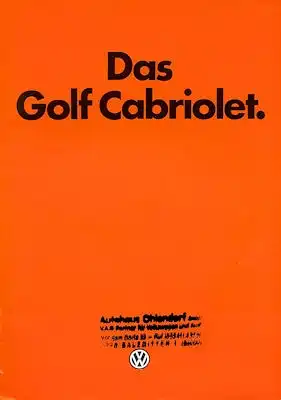 VW Golf 1 Cabriolet Prospekt 8.1981