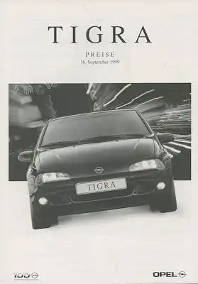 Opel Tigra Preisliste 9.1999