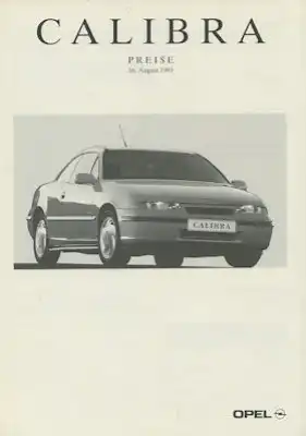 Opel Calibra Preisliste 8.1993