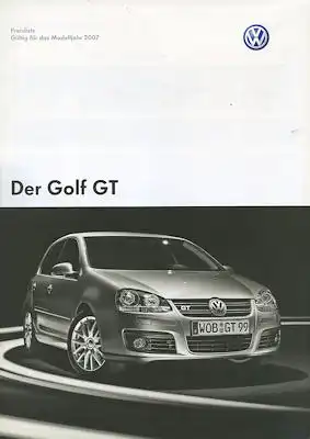 VW Golf 5 GT Preisliste 6.2006