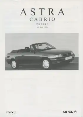Opel Astra Cabrio Preisliste 7.1999