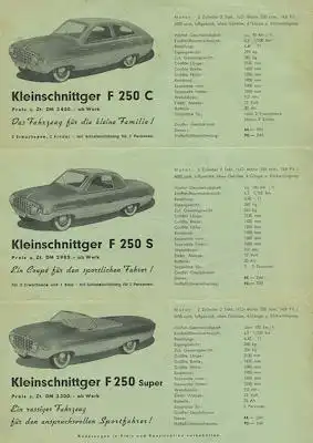Kleinschnittger F 250 C / S / Super Prospekt 1950er Jahre