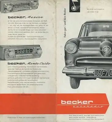 Ford Taunus 15 M / Becker Autoradio Prospekt ca. 1955