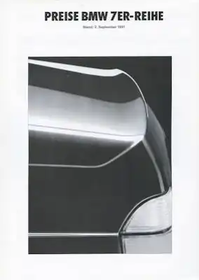 BMW 7er Preisliste 9.1991
