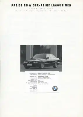 BMW 5er Limousinen Preisliste 5.1993