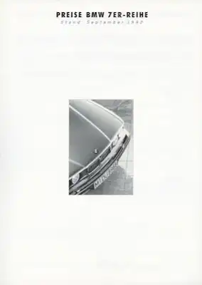 BMW 7er Preisliste 9.1992