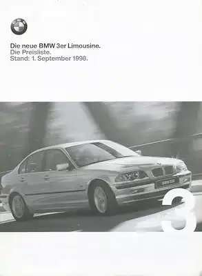 BMW 3er Limousine Preisliste 9.1998