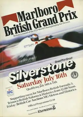 Programm Silverstone Formula 1 14./16.7.1983