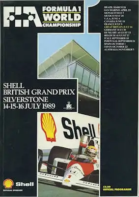 Programm Silverstone Formula 1 14./16.7.1989