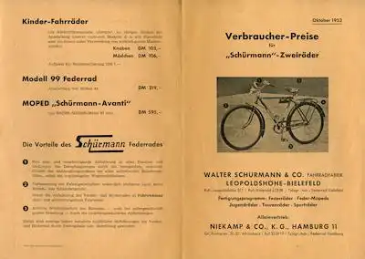 Schuermann Fahrrad Prospekt 1953