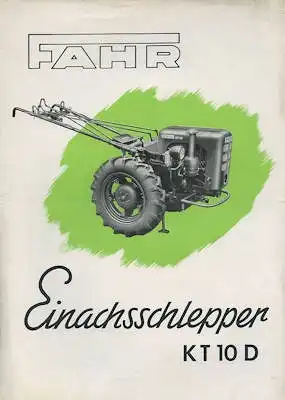 Fahr Einachsschlepper KT 10 D Prospekt 6.1952