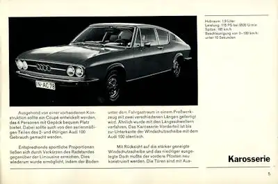 Audi 100 Coupé S internes Prospekt ca. 1971