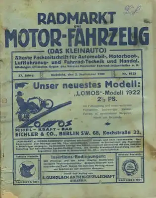 Rad-Markt und Motorfahrzeug 2.9.1922 Nr. 1632