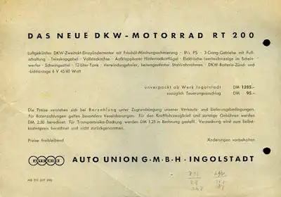 DKW RT 200 Prospekt 1951